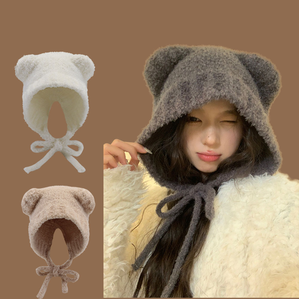 Winter Trapper Hat - หมวกบีนนี่ถักลายขนแกะใหม่ สไตล์ฮาราจูกุ Y2K สำหรับฤดูหนาว หมวกไหมพรมผูกเชือก อบอุ่น