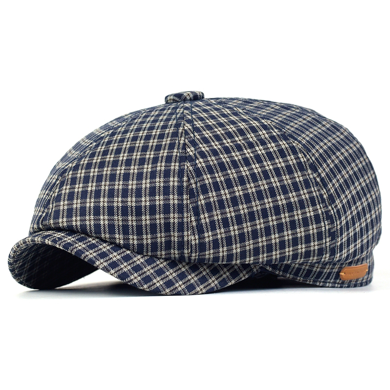 Dad Hat Cotton - ฤดูใบไม้ผลิฤดูร้อนลายสก๊อต Newsboy หมวก Peaky แปดเหลี่ยมหมวก Vintage