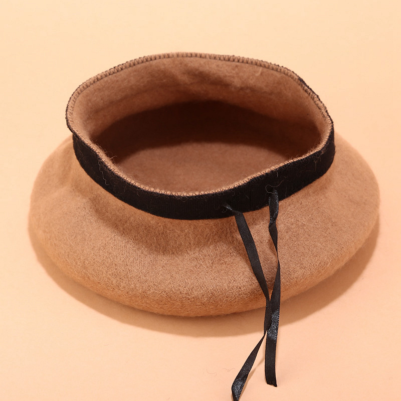 Beret French Wool - หมวกเบเรต์ผ้าขนสัตว์แท้สำหรับผู้หญิง 15 สี สายปรับได้ สไตล์ฝรั่งเศสวินเทจ สีพื้น