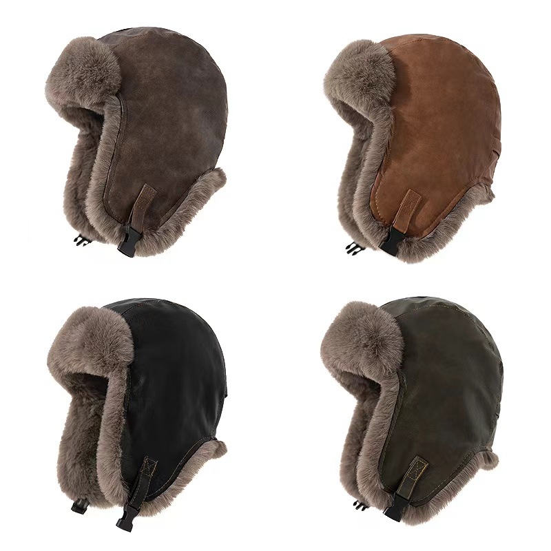 หมวกหนังผู้ชายสไตล์เรโทรสำหรับ - Winter Trapper Hat บทวิจารณ์และราคา