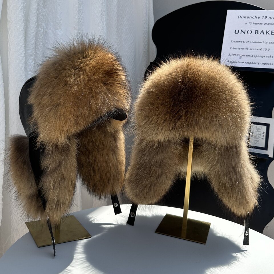 หมวกขนจิ้งจอกแท้ หมวกนักล่า หม - Trapper Hat Ear Flap บทวิจารณ์และราคา